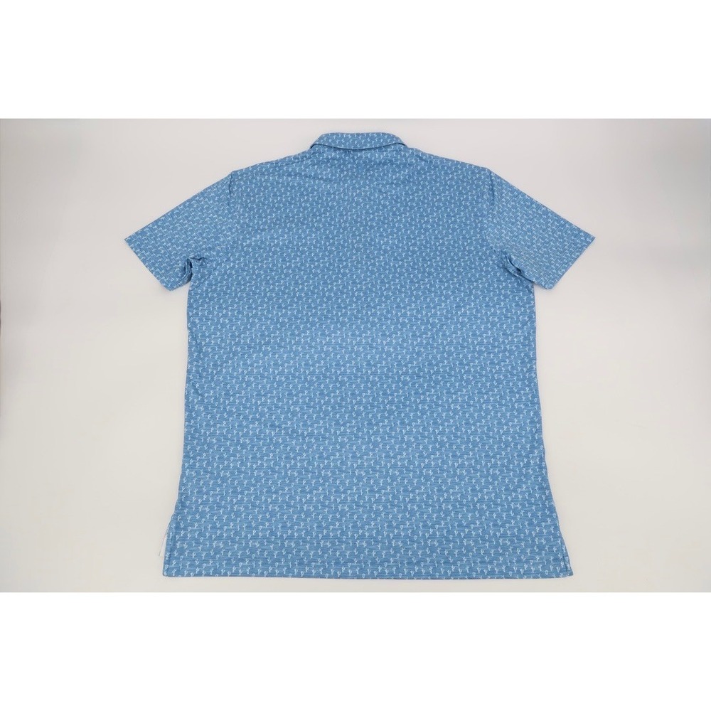 johnnie-O Featherweight Performance Polo Mojave Blue Cactus All Over Mens Large - Picture 9 of 13